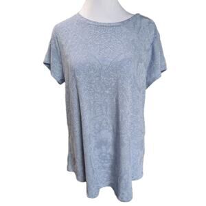 Simply Vera Wang Women's Size Large Shirt Blue Textured Burnout Tunic Top Tee